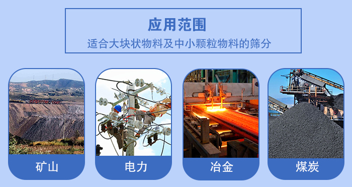 礦業(yè)振動篩應(yīng)用行業(yè)：適合大塊狀物料及中小顆粒物料的篩分：礦山，電力，冶金，煤炭等。