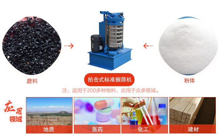 拍擊篩適用于多種物料顆粒狀，粉狀，不規(guī)則物料的篩分。